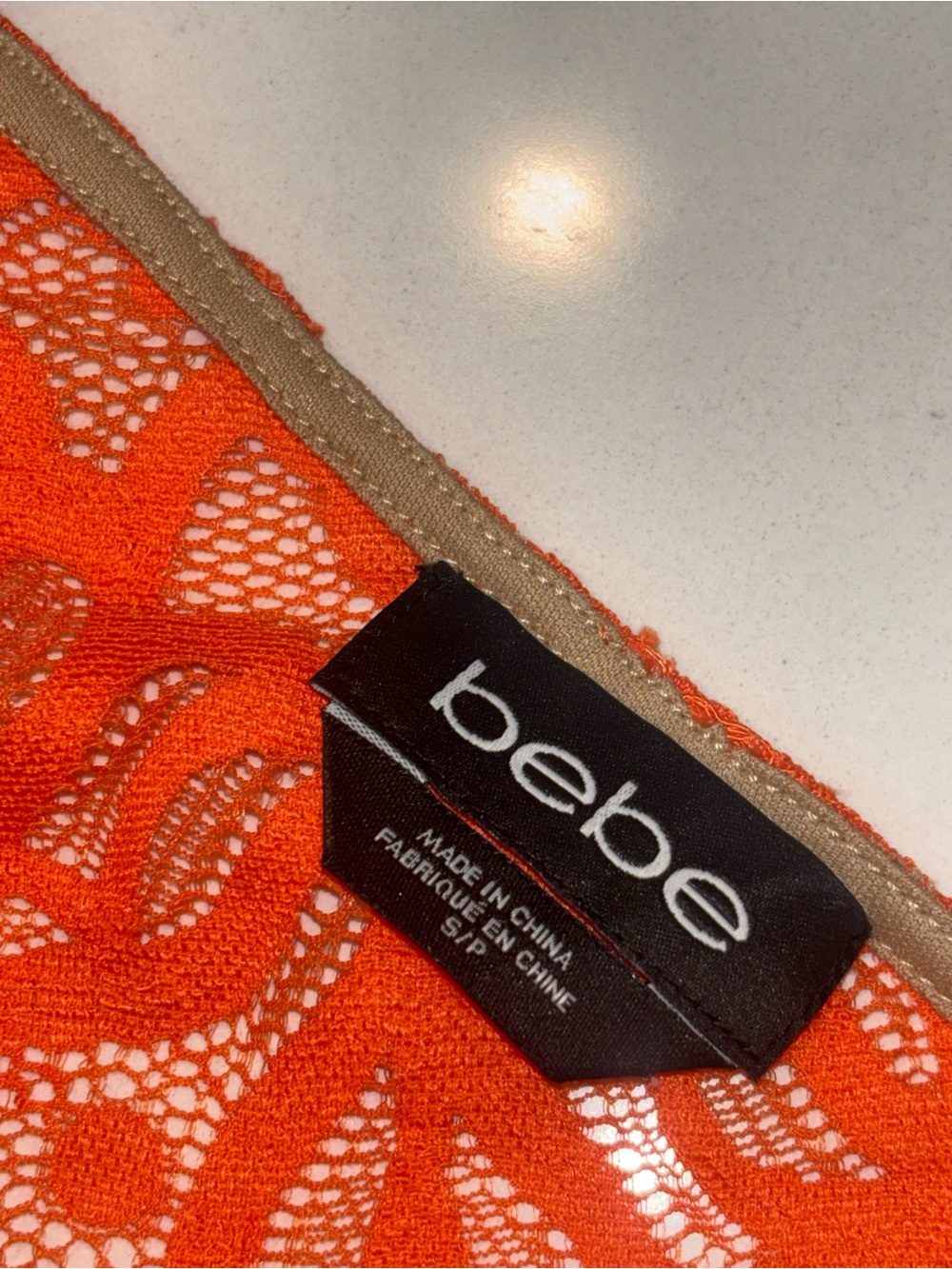 bebe Orange Lace Cutout Short Sleeve Sheath Dress - Picture 2 of 4